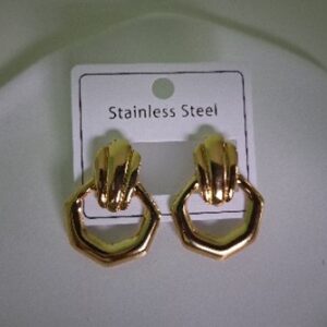 Aretes Dorados Geométricos en Acero Inoxidable