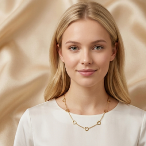 Collar dorado delicado con corazones