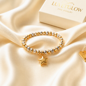 Pulsera bicolor con dije de estrella