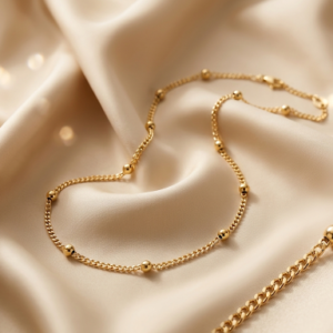Collar dorado con bolitas
