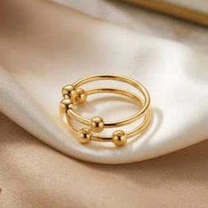 Anillo Orbita Dorado de Acero Inoxidable