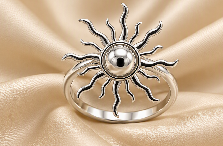 Anillo sol plateado